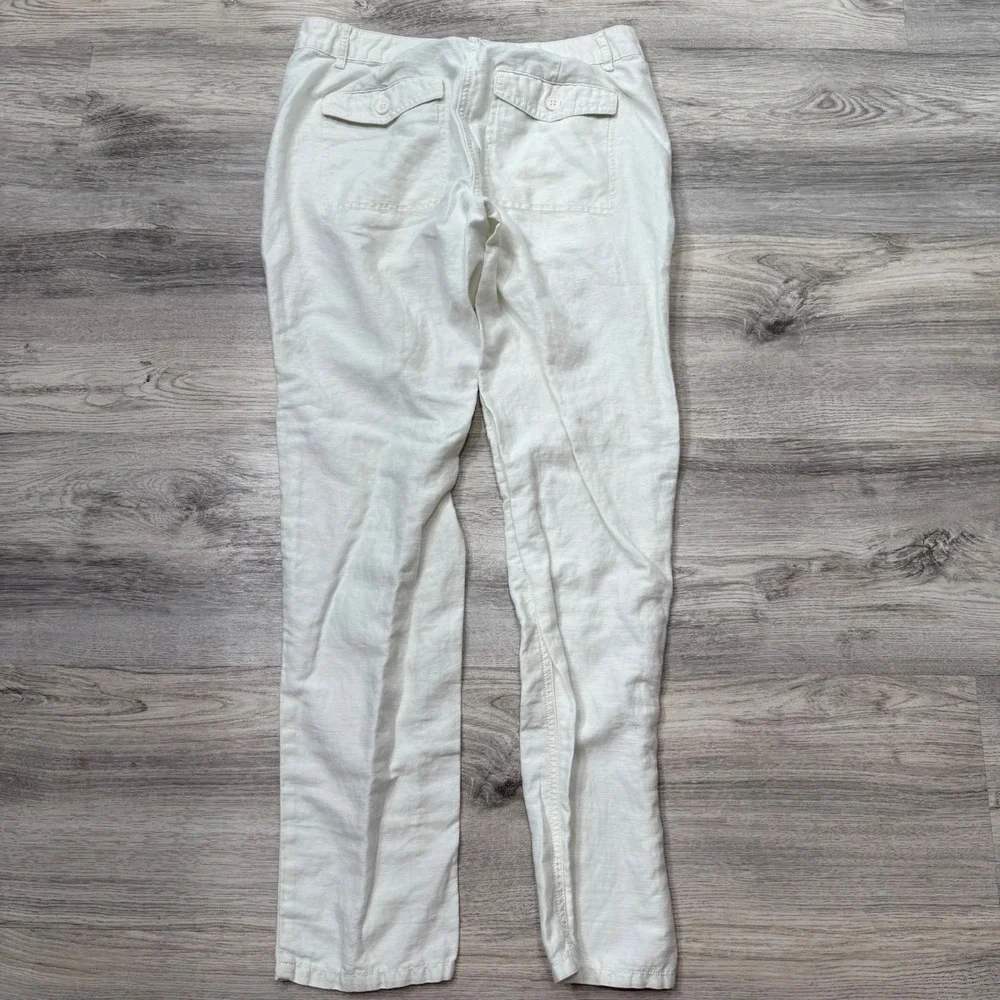 LOFT Womens White Cargo Utility‎ Pants Size 0 Linen Blend Casual Chic - Picture 5 of 10